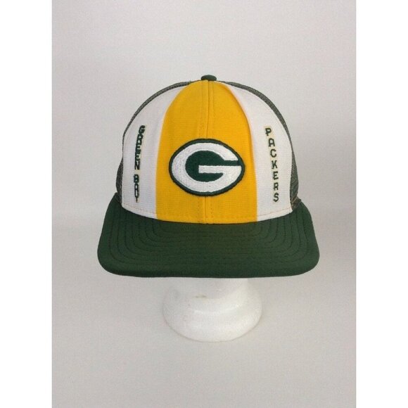 AJD Other - NFL Football Trucker Snapback Cap Hat Green Bay Packers Yellow Green Vintage 80s